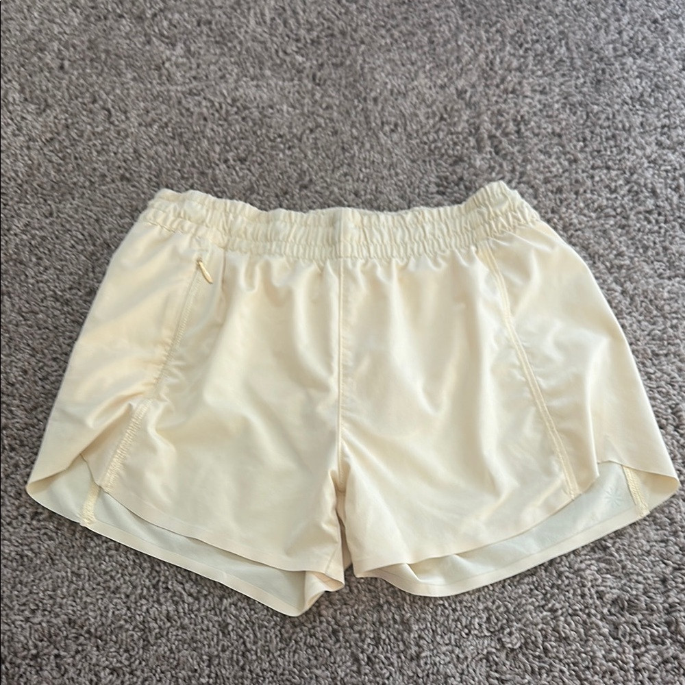 Athleta Light Yellow Athletic Shorts Lightweight Elastic Waist